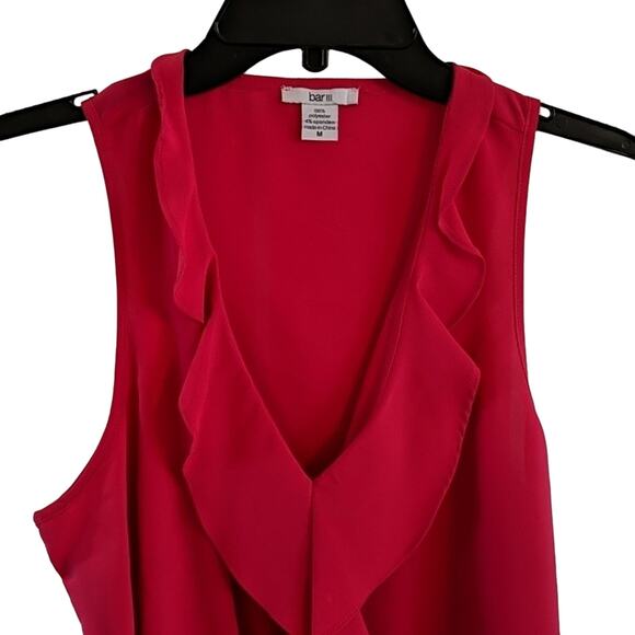 Bar III Pink Ruffle Front Top, M - Picture 2 of 4